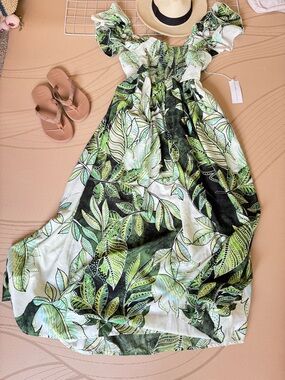 Live 4 Truth Green Leaf Smocked Maxi Dress